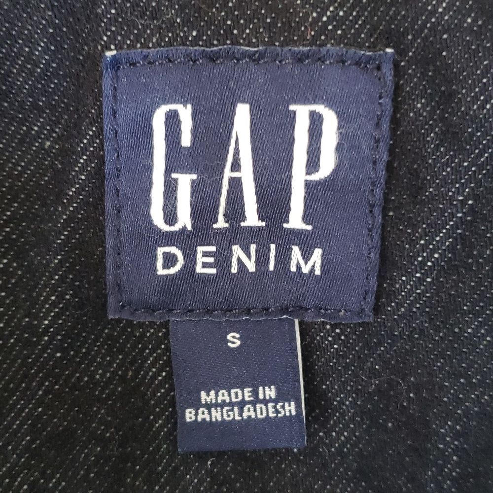 GAP Sherpa Lined Denim Trucker Jacket Dark Blue Oversized Cozy • SIZE SMALL - Picture 13 of 14